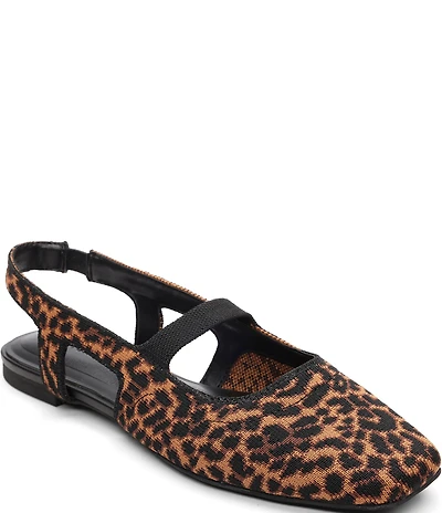 Sanctuary Klara Leopard Print Stretch Knit Slingback Mary Jane Flats