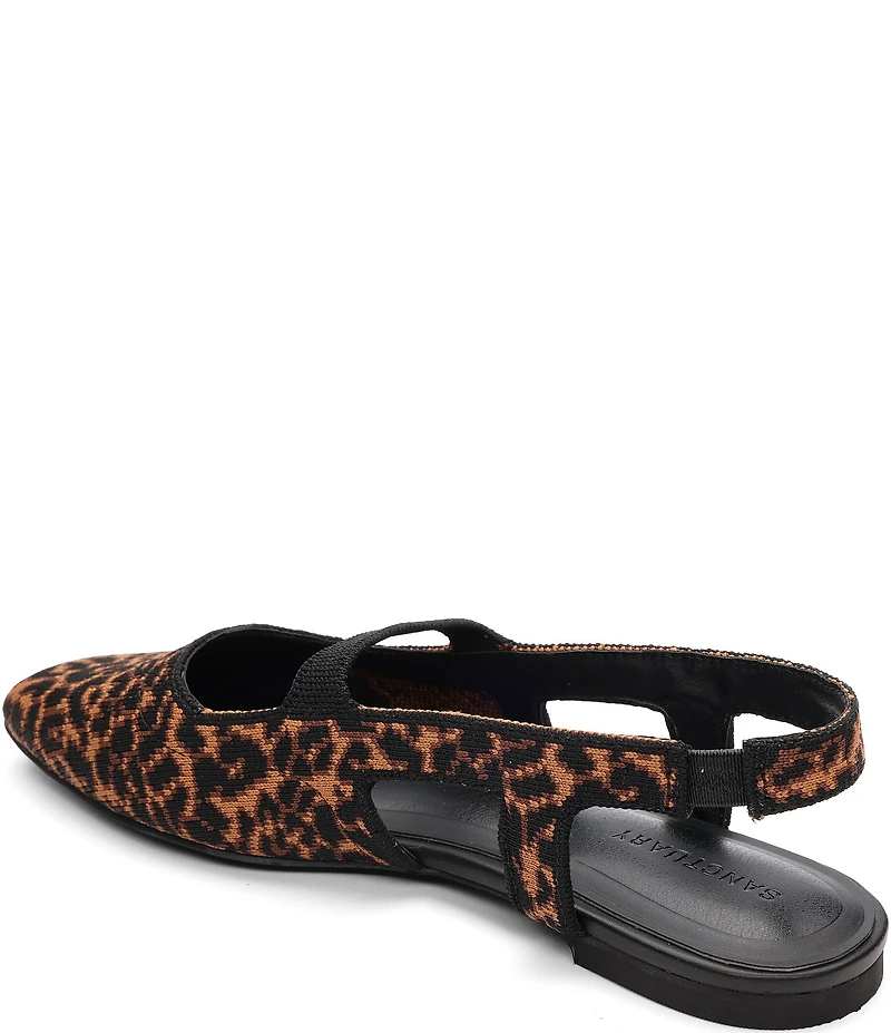 Sanctuary Klara Leopard Print Stretch Knit Slingback Mary Jane Flats