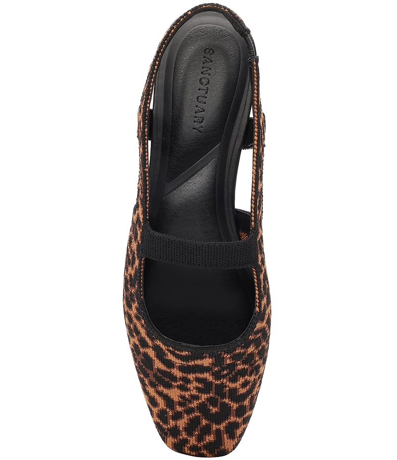 Sanctuary Klara Leopard Print Stretch Knit Slingback Mary Jane Flats