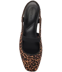 Sanctuary Klara Leopard Print Stretch Knit Slingback Mary Jane Flats