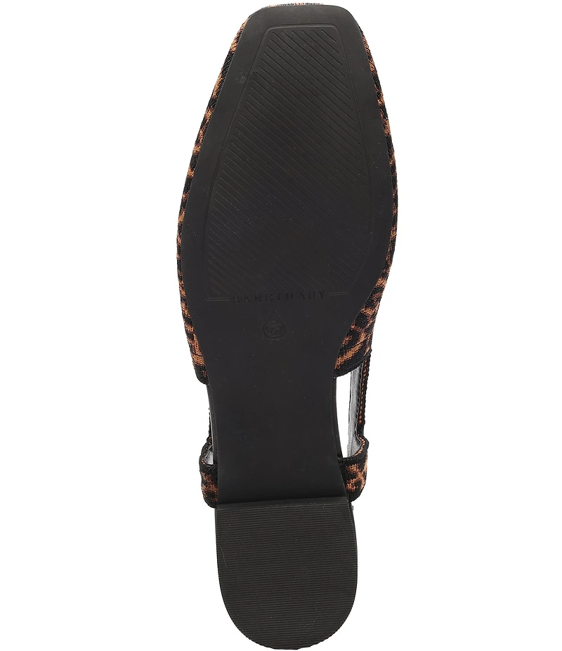 Sanctuary Klara Leopard Print Stretch Knit Slingback Mary Jane Flats