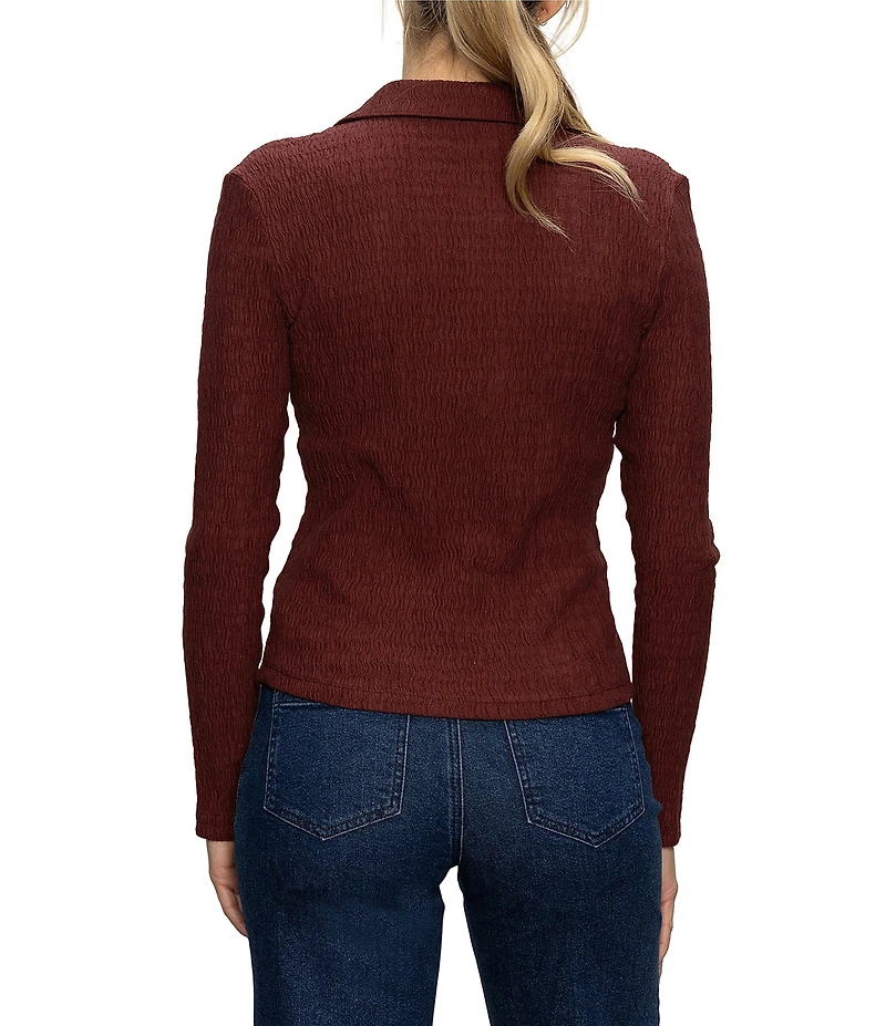 Sanctuary Knit Long Sleeve Textured Button Front Top