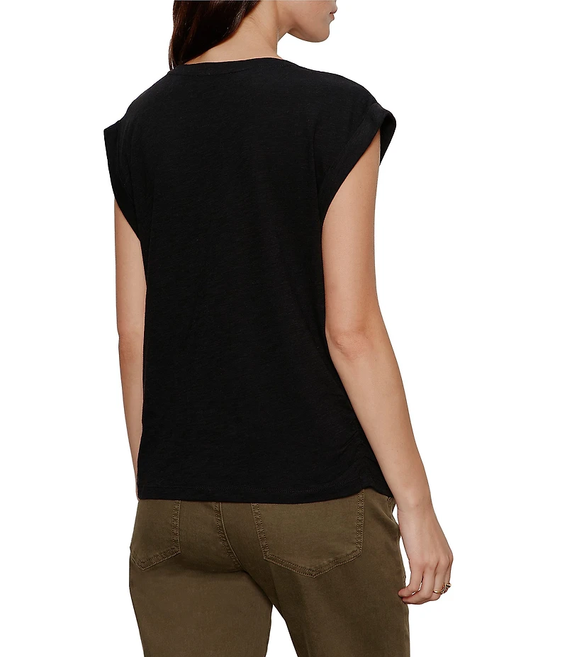 Sanctuary Knotted Crew Neck Muscle Sleeve Slub Jersey Tee