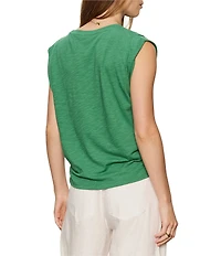 Sanctuary Knotted Crew Neck Muscle Sleeve Slub Jersey Tee