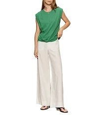Sanctuary Knotted Crew Neck Muscle Sleeve Slub Jersey Tee