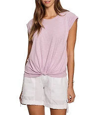 Sanctuary Knotted Crew Neck Muscle Sleeve Slub Jersey Tee