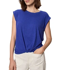Sanctuary Knotted Crew Neck Muscle Sleeve Slub Jersey Tee
