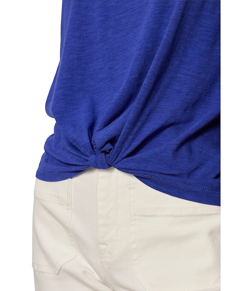 Sanctuary Knotted Crew Neck Muscle Sleeve Slub Jersey Tee