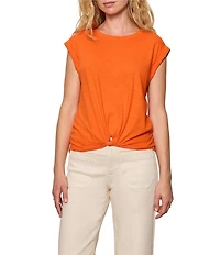 Sanctuary Knotted Crew Neck Muscle Sleeve Slub Jersey Tee