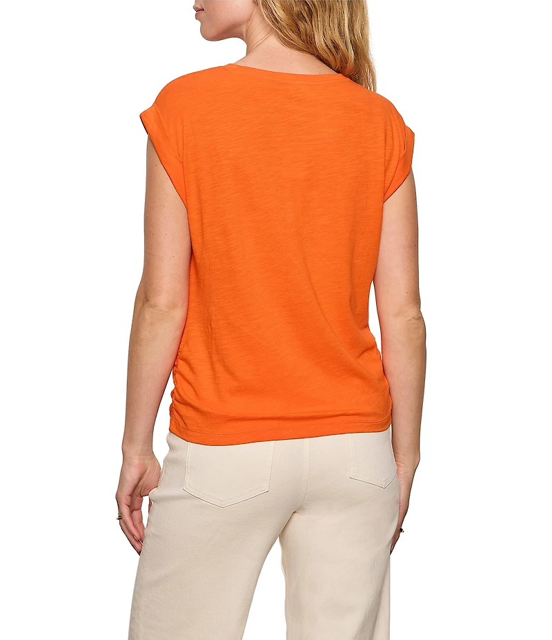Sanctuary Knotted Crew Neck Muscle Sleeve Slub Jersey Tee