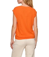 Sanctuary Knotted Crew Neck Muscle Sleeve Slub Jersey Tee