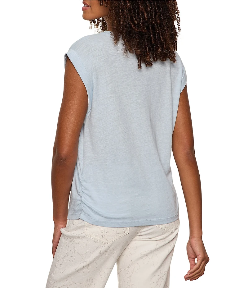 Sanctuary Knotted Crew Neck Muscle Sleeve Slub Jersey Tee