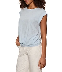 Sanctuary Knotted Crew Neck Muscle Sleeve Slub Jersey Tee