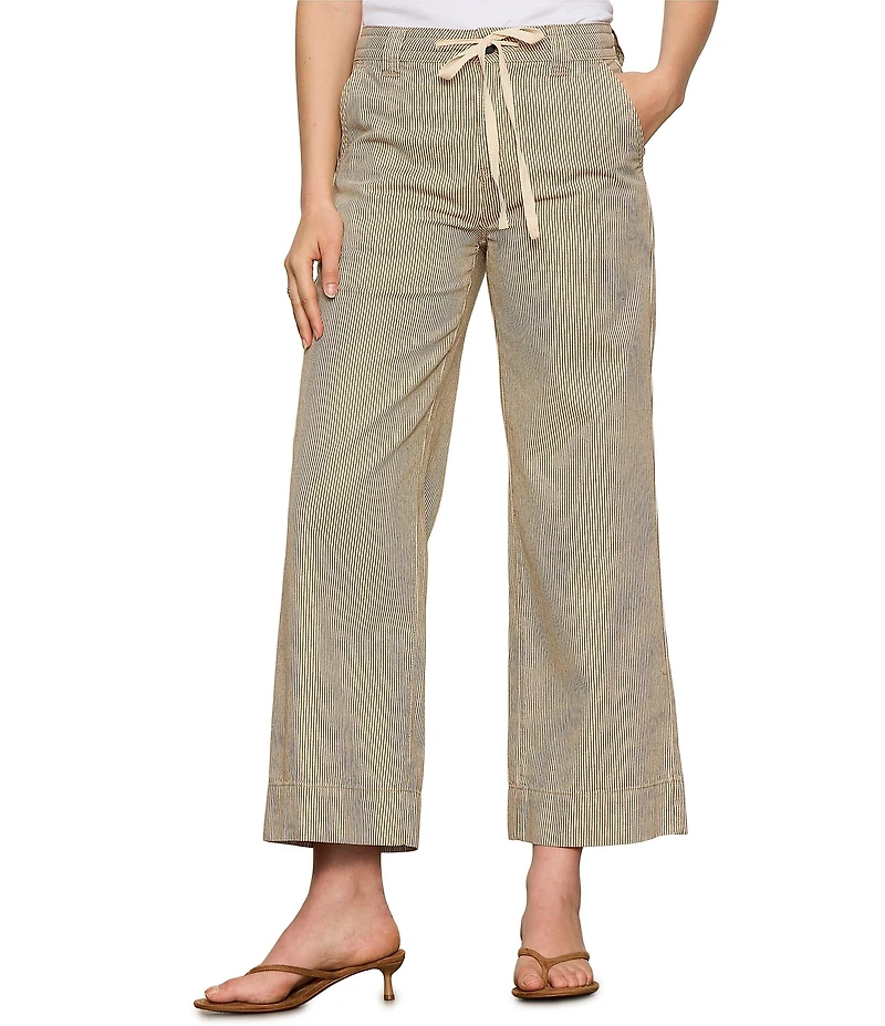 Sanctuary Lily Stripe Mid Rise Wide Leg Cropped Pants