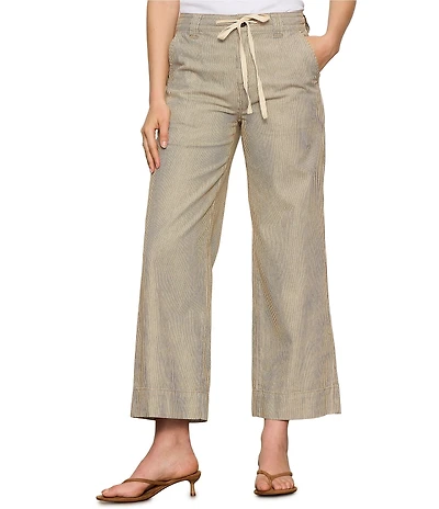 Sanctuary Lily Stripe Mid Rise Wide Leg Cropped Pants