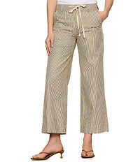 Sanctuary Lily Stripe Mid Rise Wide Leg Cropped Pants