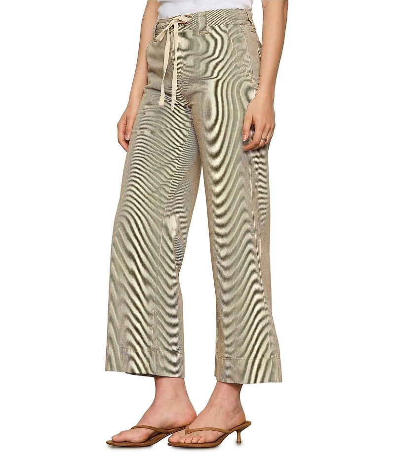 Sanctuary Lily Stripe Mid Rise Wide Leg Cropped Pants