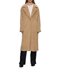 Sanctuary Live In Lapel Collar Long Sleeve Long Line Faux Fur Coat