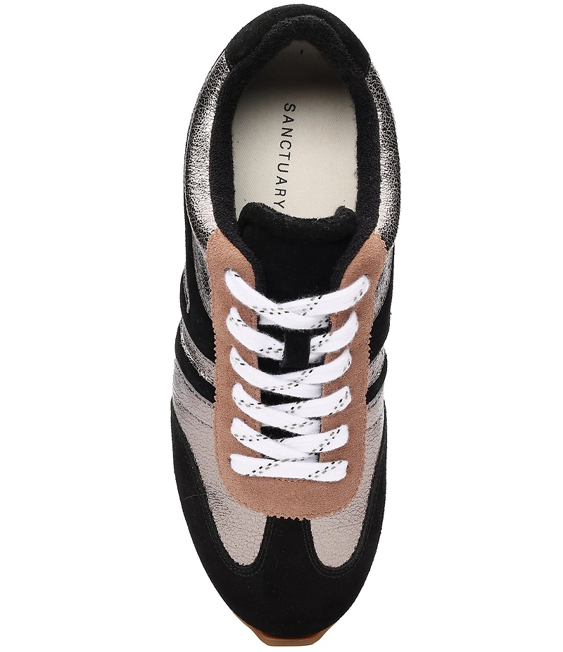 Sanctuary Lola Metallic Leather and Suede Lace Up Sneakers