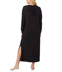 Sanctuary Long Sleeve V-Neck Hooded Brushed Jersey Knit Tunic