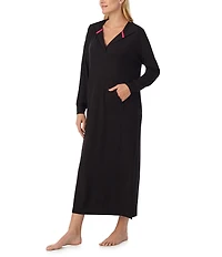 Sanctuary Long Sleeve V-Neck Hooded Brushed Jersey Knit Tunic