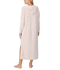 Sanctuary Long Sleeve V-Neck Hooded Knit Floral Print Tunic