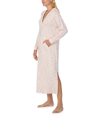 Sanctuary Long Sleeve V-Neck Hooded Knit Floral Print Tunic