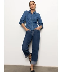 Sanctuary Luna Button Fly Cuffed Cropped Denim Jeans