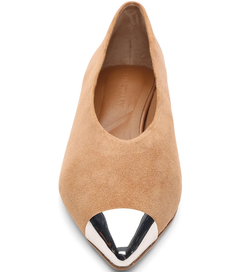 Sanctuary Manda Suede Metallic Toe Kitten Heel Pumps