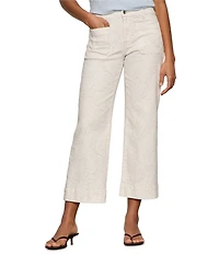 Sanctuary Marine Floral Embroidered Wide-Leg Cropped Denim Jeans