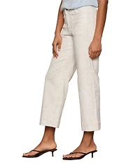 Sanctuary Marine Floral Embroidered Wide-Leg Cropped Denim Jeans