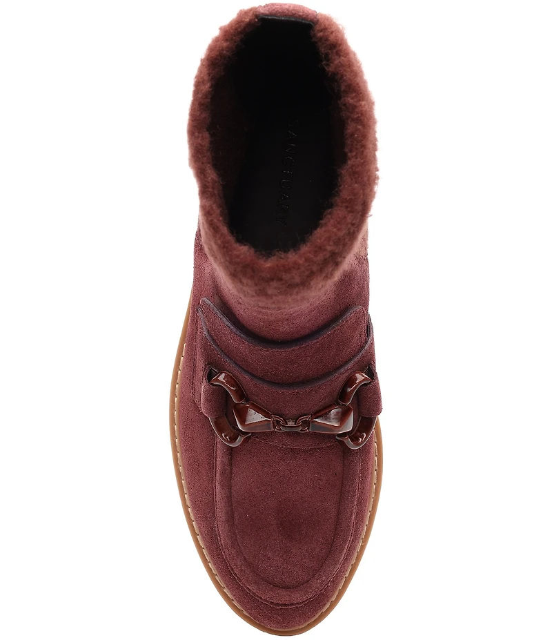 Sanctuary Marley Suede and Stretch Wool Bit Buckle Chelsea Loafer Booties