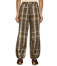 Sanctuary Micro Balloon Leg Plaid Print Semi High Rise Pull-On Pants