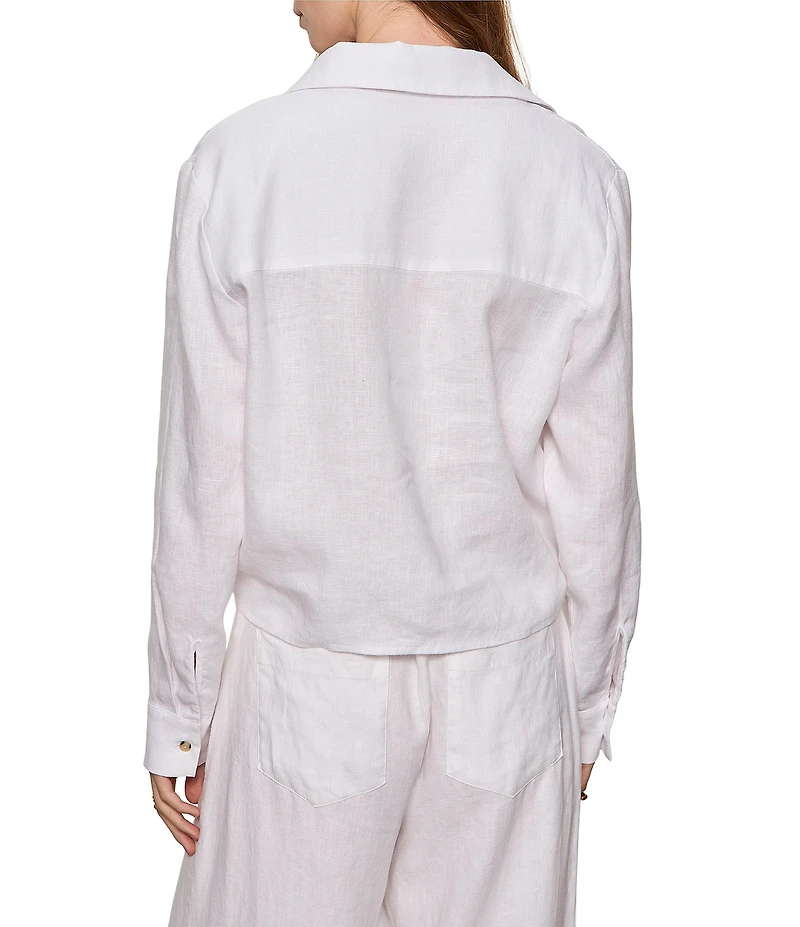 Sanctuary More Love Linen Collared Long Sleeve Tie Top
