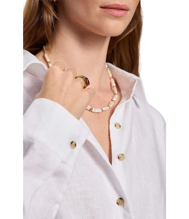 Sanctuary More Love Linen Collared Long Sleeve Tie Top