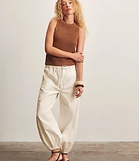 Sanctuary Natural State Crew Neck Sleeveless Open Knit Halter Tank