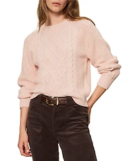 Sanctuary Nomad Cotton Slub Yarn Crew Neck Long Sleeve Cable Popover Top