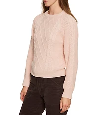 Sanctuary Nomad Cotton Slub Yarn Crew Neck Long Sleeve Cable Popover Top