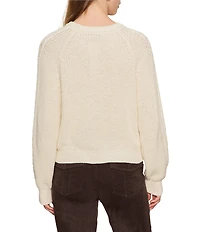 Sanctuary Nomad Cotton Slub Yarn Crew Neck Long Sleeve Cable Popover Top