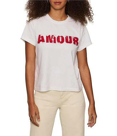 Sanctuary Organic Cotton Amor Embellished Crew Neck Short Sleeve Tee