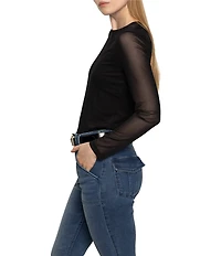 Sanctuary Perfect Mesh Crew Neck Long Sleeve Fitted Tee