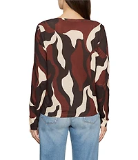 Sanctuary Perfect Notch Neck Patterned Long Sleeve Jersey Knit Tee