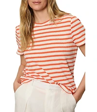 Sanctuary Perfect Textured Stripe Print Crew Neck Short Sleeve Tee