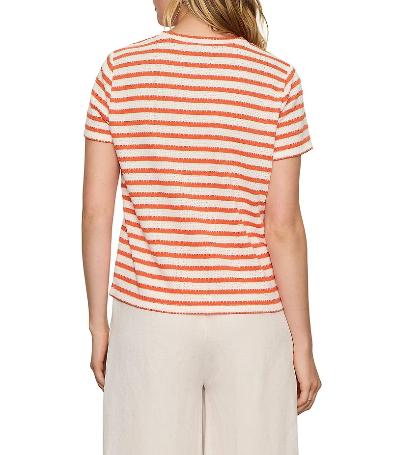 Sanctuary Perfect Textured Stripe Print Crew Neck Short Sleeve Tee
