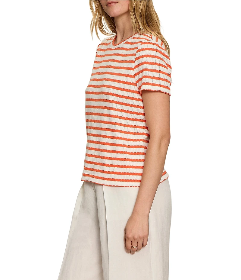 Sanctuary Perfect Textured Stripe Print Crew Neck Short Sleeve Tee