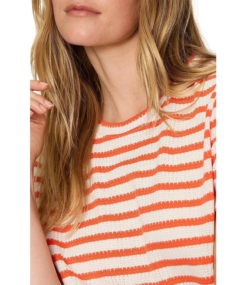Sanctuary Perfect Textured Stripe Print Crew Neck Short Sleeve Tee