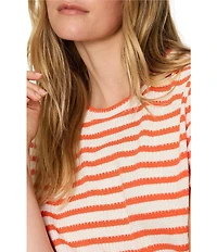 Sanctuary Perfect Textured Stripe Print Crew Neck Short Sleeve Tee