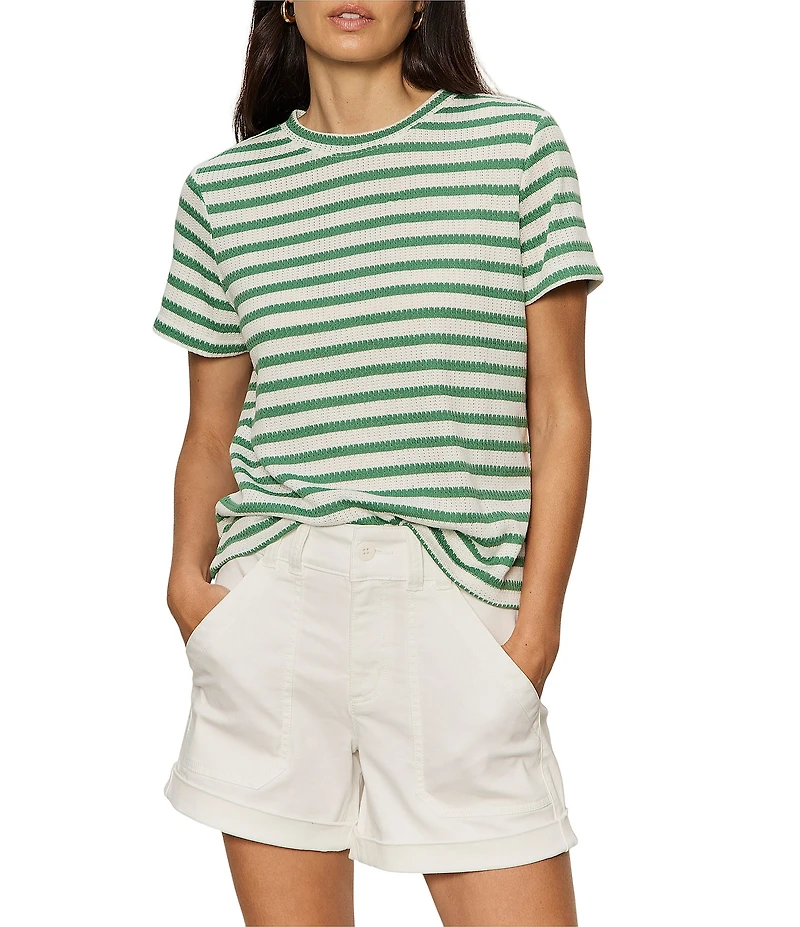 Sanctuary Perfect Textured Stripe Print Crew Neck Short Sleeve Tee
