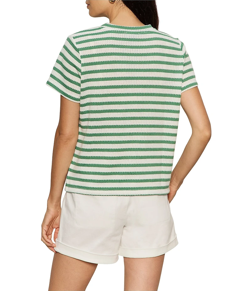 Sanctuary Perfect Textured Stripe Print Crew Neck Short Sleeve Tee