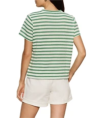 Sanctuary Perfect Textured Stripe Print Crew Neck Short Sleeve Tee
